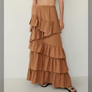 MANGO Poplin Ruffle Skirt